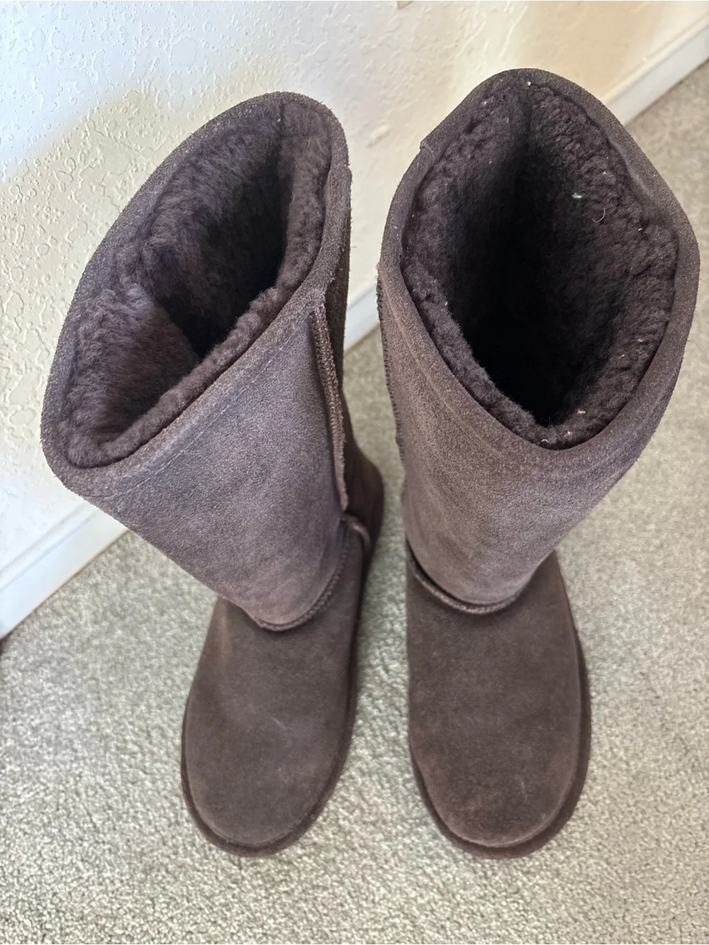 BearPaw Tall Suede Winter Boots - Dark Brown